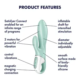Вібратор-кролик Satisfyer Air Pump Bunny 5+ 21.5х3.6 см м'ятний - мініатюра 7