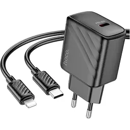 Зарядний пристрій HOCO CS22A Value USB-C PD 30 Вт + кабель USB-C — Lightning чорний (6942007609920) - мініатюра 8