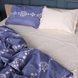 Дитячий комплект постільної білизни MirSon Сатин 22-1394 Vintage Filigree 110х140 см синій/бежевий (2200010564884) - мініатюра 4