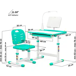Комплект меблів Evo-kids Evo-17 Z Ergo: стілець+стіл+полиця+лампа (арт. Evo-17 Z Ergo) - мініатюра 2