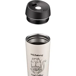 Термокухоль Ardesto Coffee Time Meowning, нержавіюча сталь, бежевий, 450 мл (AR2645WC) - мініатюра 3
