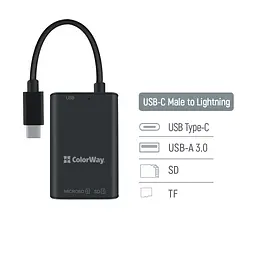 Зчитувач флеш-карт ColorWay USB-C to USB 3.0/SD/MicroSD (CW-CR-02) - мініатюра 5