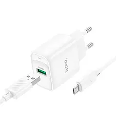 Зарядний комплект Hoco C140A Fast Charger 1 USB 18W 5V/3A QC3.0 USB to Micro 1 м White (36295_3607263)