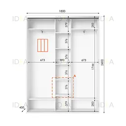 Шафа-купе Idea серія 2 180 x 45 x 240 см Білий - мініатюра 2