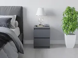 Тумбочка на 2 шухляди Moreli T-225 Ш400/В530/Г400 Антрацит - мініатюра 2