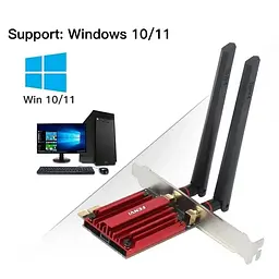 Мережева карта Fenvi FV-AXE3000 Bluetooth 5.2 + Wi-Fi 2.4 / 5 / 6 GHz PCI-E з антенами (18840) - мініатюра 4
