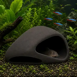 Декорація Hobby Wave Cave 2 dark 17x16x8,5 см - керамічне укриття для риб і креветок в акваріумі (41656) - мініатюра 3