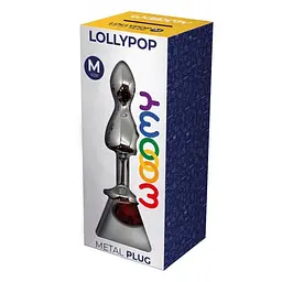 Металева анальна пробка Wooomy Lollypop Double Ball Metal Plug Red M, діаметр 3,1 см, довжина 9,4 см - миниатюра 3
