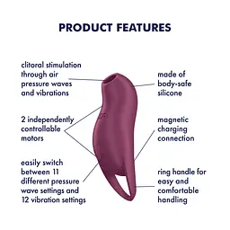 Вакуумний стимулятор клітора з вібрацією Satisfyer Pocket Pro 1 бордовий - мініатюра 8