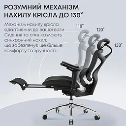 Офісне крісло Sihoo DORO C300L Mesh Black with footrest (DORO-C300L-A3-101-JT) - мініатюра 5