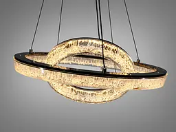 Сучасна підвісна LED люстра Diasha 1712/500+300BK для спальні та вітальні, чорна, 2 кільця, 54 W, освітлення 10-16 м2 - мініатюра 2