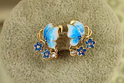 Сережки Xuping Jewelry Пилок незабудки 1,6 см золотисті - мініатюра 2