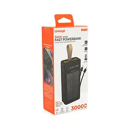 Батарея універсальна Linkage 30000mAh, Solar, 22.5W, cables Туре-С+Lighting, Black (LKP-46) - мініатюра 5