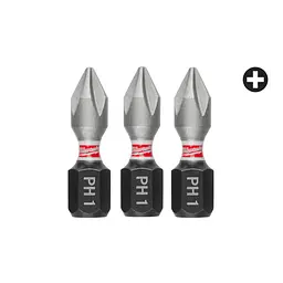 Біта SHOCKWAVE MILWAUKEE, PH1, 25мм, (3шт)