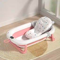 Дитяча ванночка Hanert KinderBad складна з подушкою термометром Pink - мініатюра 4