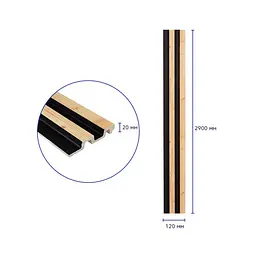 Рейка декоративна Wall Sticker PS 2900х120х20 мм Сосна з графітом SW-00002146 - мініатюра 3