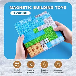Магнітний конструктор Minecraft 124 шт по грі Майнкрафт Зимовий Mk001013.1 - мініатюра 3