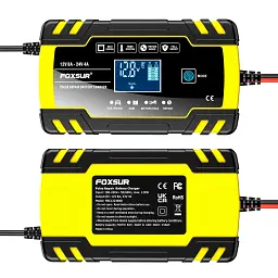 Автомобільний зарядний пристрій Foxsur FBC122408D 12V 8A / 24V 4A Автоматичне імпульсне з функцією відновлення Yellow (19433) - мініатюра 5