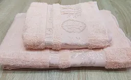 Набір турецьких бамбукових махрових рушників Zeron 50х90+70х140 Bamboo Agaс Desen персиковий 2 - мініатюра 5