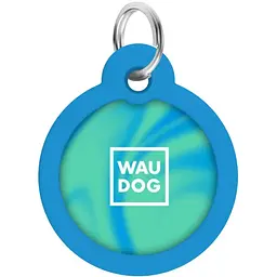 Адресник для собак і котів Waudog Smart ID з QR паспортом Градієнт блакитний 25 мм - мініатюра 2