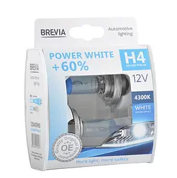 Галогенова лампа Brevia H4 12V 60/55W P43t Power White +60% 4300K S2(12040PWS)