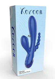 Вібратор Xocoon Triple Love 19 см (синій) - мініатюра 3