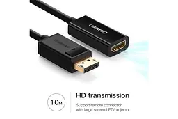 Конвертер Ugreen DisplayPort to HDMI 1080P 15 см Black (MM137) - мініатюра 2