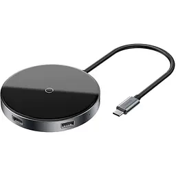 Usb хаб Baseus Circular Mirror Wireless Charger intelligent HD Hub темно-сірий WXJMY-A0G