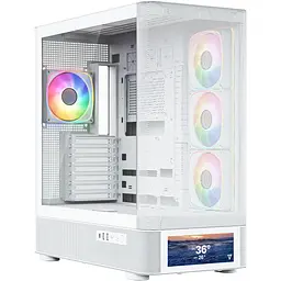 Корпус Modecom VOLCANO AQ500 ARGB MIDI FRONT LCD 6,2”, 4x120mm fans БІЛІЙ без Блок живлення ATX