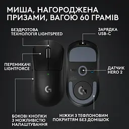 Мишка Logitech G Pro X Superlight 2 Lightspeed Wireless Black (910-006630) - мініатюра 6