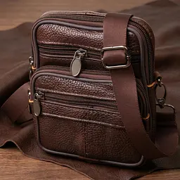 Компактна сумка чоловіча на пояс із натуральної шкіри 21484 Vintage коричнева