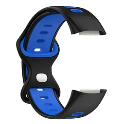 Силіконовий ремінець Primolux Sport для фітнес браслета Fitbit Charge 5/Charge 6 Black Blue/розмір М - мініатюра 2