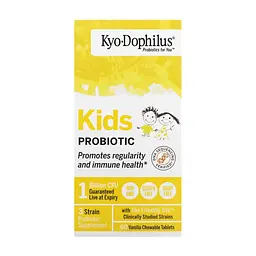 Пробіотики Kyolic Пробіотик для дітей, смак ванілі, Kids Probiotic, 60 жувальних. (WAK-60132)
