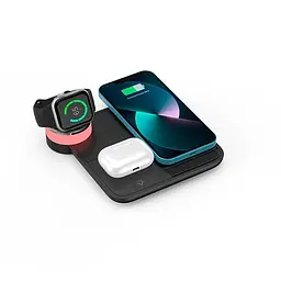 Зарядка Qi 4in1 wireless charger RGB X499 для Phone/Watch/Earphones 15W Max чорна - мініатюра 3