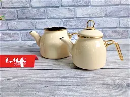 Двоярусний емальований чайник O.M.S. Collection 10800-Cream (1/2 л) - мініатюра 3