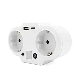 Розетка двійник Voltronic із заземленням HHT609W, USB+Type-C, 3.4А, зашита від перевантаження, White - мініатюра 3