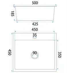 Кухонна мийка Rea Leo 50 500x450 мм nickel brushed ZLE-06003 - мініатюра 2