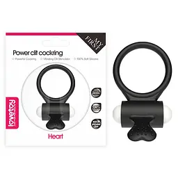 Віброкільце Lovetoy Power Clit Cockring Heart чорний - мініатюра 2