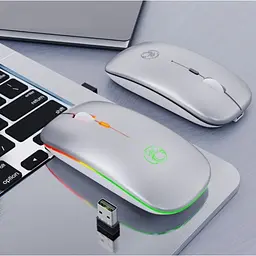 Миша бездротова акумуляторна iMACE Е-1300 USB 2.4 ГГц з підсвіткою Сіра - мініатюра 7