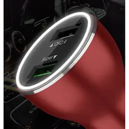 Автомобільний зарядний пристрій DK + кабель Warp Charge 2USB 40W (QK739) red - мініатюра 5