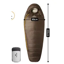 Спальник з натуральним пухом Naturehike Snowbird CNK2550WS014, p-р L, темно-коричневий 400 г - мініатюра 8