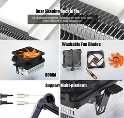 Процесорний кулер Pccooler Q82 для Intel LGA 775/115X+ AMD Socket 754/939/AM2/AM3, 3-pin, RPM 1800±10 - мініатюра 4
