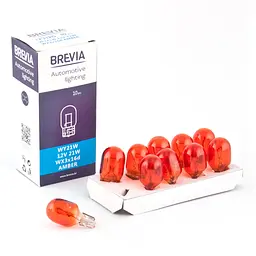 Лампа розжарювання Brevia WY21W 12V 21W WX3x16d AMBER CP, 10шт(12312C)