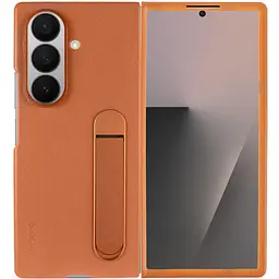 Шкіряний чохол Leather Case (AAA) with stand для Samsung Galaxy Z Fold7 Tan - мініатюра 2