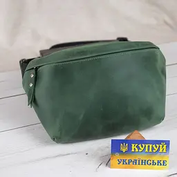 Жіноча шкіряна сумка на пояс бананка GS зелена (РОБ 001 зел) 26 см