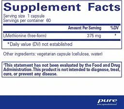 L-метіонін Pure Encapsulations l-Methionine 60 капсул - мініатюра 2