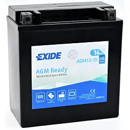 Акумулятор автомобільний EXIDE Мото Ready AGM 14Ah (+/-) (215EN) (AGM12-15) - мініатюра 2