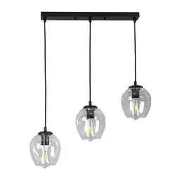 Люстра стельова Levistella 756PR0231F-3 BK+CL (500), 3 плафона, чорний метал, для вітальні