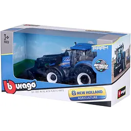 Іграшковий трактор Bburago Farm New Holland T7.315 з фронтальним навантажувачем 1:32 синій (18-31632) - мініатюра 5