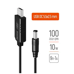 Кабель живлення USB to DC 5.5x2.5mm 9V 1.0m black ColorWay (CW-CBUD066-BK) - мініатюра 2